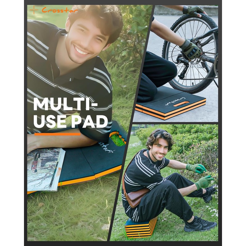 Crosstar 0.9" Thick Foldable Kneeling Pad with Handle & Storage