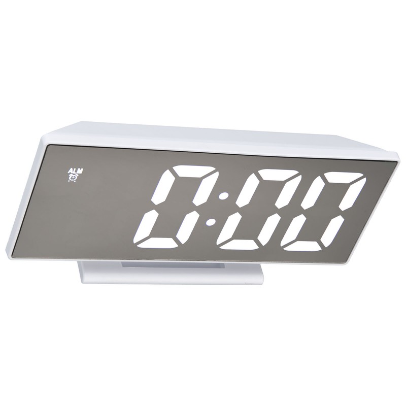 Digital Alarm Clock LED Mirror Screen USB Charging Automatic Dimming