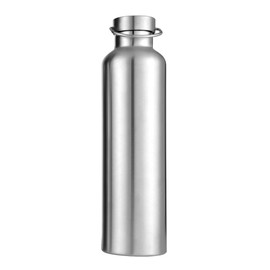 Gtell Botella de agua deportiva con aislamiento de vacío de doble pared de acero inoxidable con tapa portátil de acero inoxidable, boca ancha (Silver(34oz))