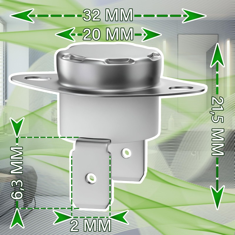 Bi-Metal Thermostat Dryer Universal Temperature Limiter 160°C Connections 2 x