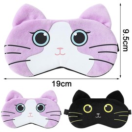schlafmaske kinder, 2 Stück Augenmaske zum Schlafen, Sleep Mask,Süße Weiche Augenbinde Schlafmaske für Kinder Mädchen Jungen Damen Reisen Nickerchen（Lila Schwarz）
