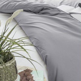 AYSW Brushed Microfibre Bed Linen, 1 Duvet Cover (135 x 200 cm) and 1 Pillowcase (80 x 80 cm) with Zip, Light Grey