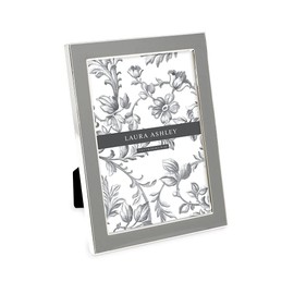 Laura Ashley 5x7 Gray Enamel Picture Frame, Silver Metal Edge with Easel, for Countertop, Counterspace, Tabletop Display, Bookshelf, Desk, Wall Décor, Photo Gallery (5x7, Gray W/ Silver)