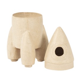 Décopatch BT074C - Box made of Papier-Mâché, Rocket 11.5 x 22.5 cm, for Home Decoration, Easy to Decorate, Cardboard Brown, 1 Piece