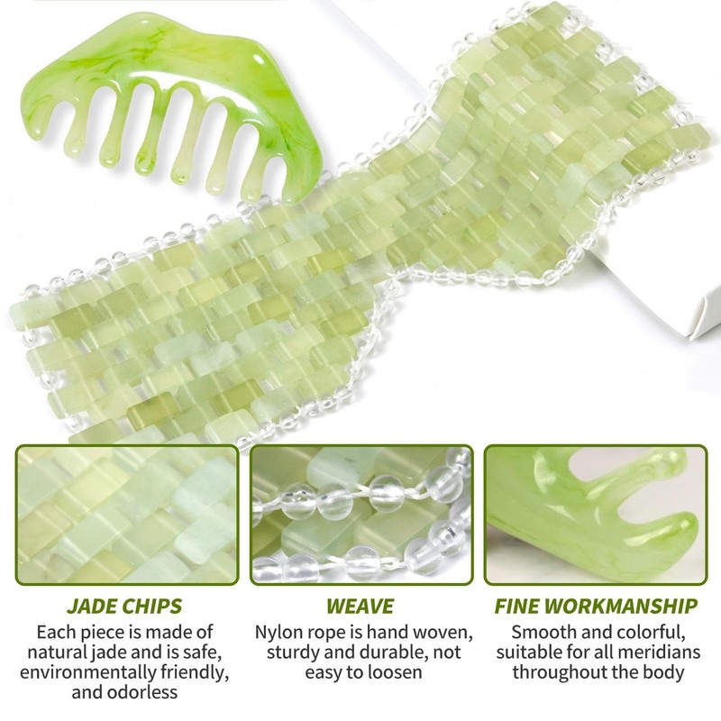 1 Jade Eye Mask and 1 Scraping Comb, Reusable Eye