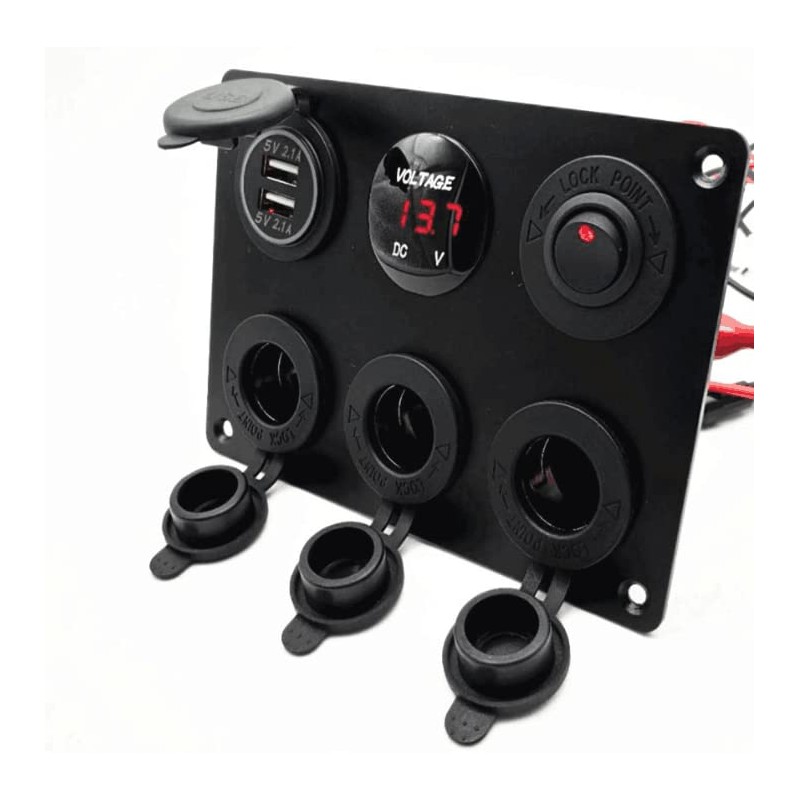Riloer 12 V Car Control Switch Panel Voltmeter Dual USB