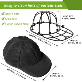 Eiito Hat Washer Cage,Hat Washing Machine with Frame Cage and Hat Washer Bag,Baseball Hat Washer,Suitable for Adult and Kid's 1-Pack Black