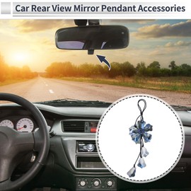 RATCHROLL 1 Pcs Artificial Crystal Crystal Flower Car Rear View Mirror Pendant Accessories Car Hanging Ornament Blue