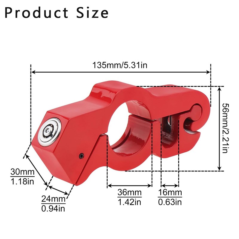 Quixotical Universal Motorcycle Lock with Key, Motorcycle Grip Brake Throttle
