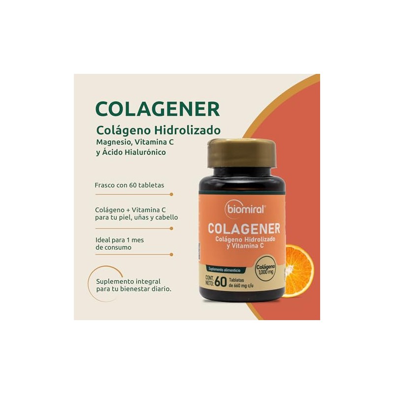 Biomiral Colagener Colageno Hidrolizado, 60 Tabletas
