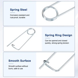 M METERXITY 8-Pack Brooch Shape Cotter Safety Pin, 2x45mm Spring Steel Pins Quick Lock Brooch Fastener for Garden/Lawn/Farm Hook, Heavy Retainer Clips