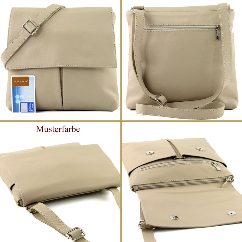 modamoda de - T63 Italian Shoulder Bag Nappa Leather, Grey-brown2021