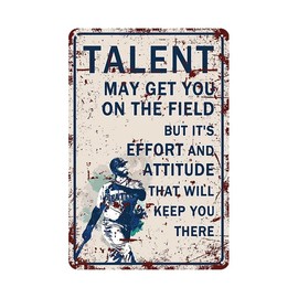 YOYI ART Vintage Baseball Art Wall Decor - Metal Tin Signs for Boys Room, Bedroom, Sports Room and Baseball Wall Decor Art Accessories, Baseball Gifts for Boys, 8 x 12 inch