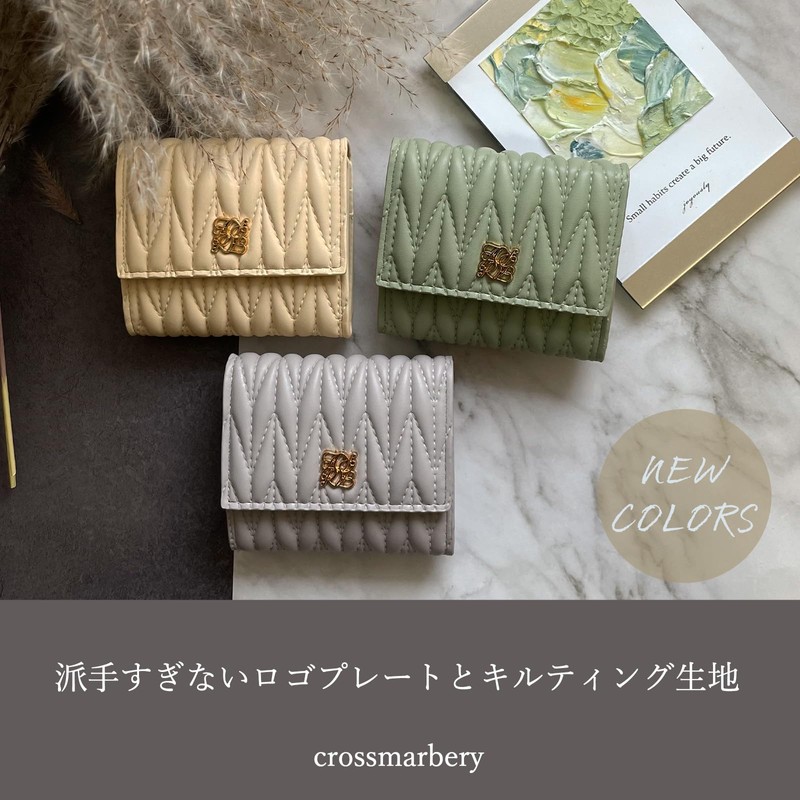 Cross Marberry Quilted Wallet, Mini Wallet, Box-Shaped Coin Purse, Easy