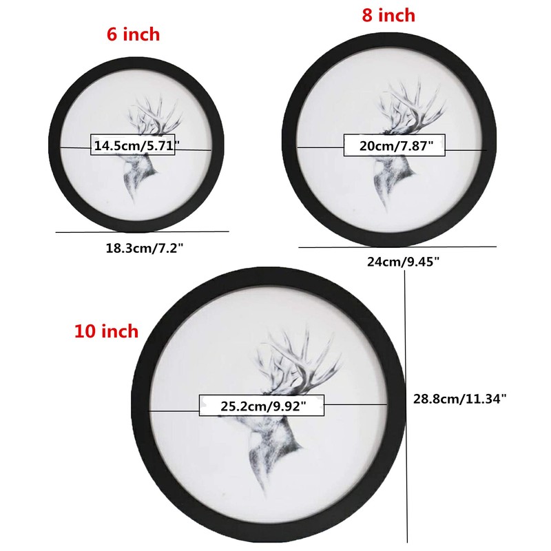 kylucky Round Photo Frame Wooden Wall Hanging Picture Frames for