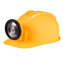 Boland 01414 Construction Worker Helmet with Light, Yellow/Black, for Adults, Adjustable Size, Construction Site, Costume, Carnival, Theme Party