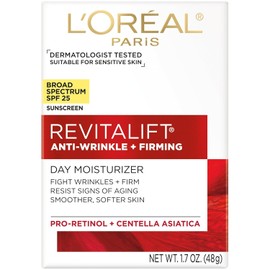 L'Oreal Paris Revitalift Anti-Wrinkle and Firming Face Moisturizer SPF 25 Pro Retinol Centella Asiatica Paraben Free 1.7 ozSize / 로레알 파리 리바이탈리프트 주름 방지 및 펌링 페이스 모이스처라이저 SPF 25 프로 레티놀 센텔라 아시아티카 파라벤 프리 1.7온스Size