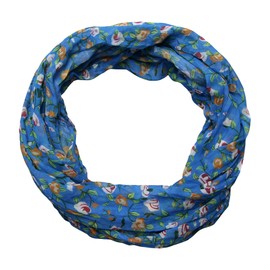 beybey® Women's Silk Loop Scarf with Floral Pattern - Beautiful and Fine - Silk Scarf - Loop Scarf Women - Tube Scarf Women, blue