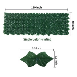 Jinwu Artificial Ivy Privacy Fence Screen, 120x40 Inch Artificial Faux Ivy Hedge, Expandable Faux Privacy Fence with 80 pcs Zip Ties Decoration for Wall Screen, Outdoor Garden, Wedding Decor