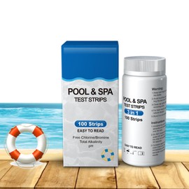 Pool and Spa Test Strips,Pool Water Ph Test 100x - Swimming Hot Tub Quick & Accurate Spa Testing Supplies for Ph Value, Chlorine, Total Alkalinity, Cyanuric Acid