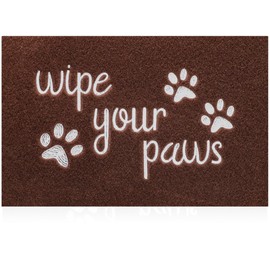 Outdoor Front Door Mat Wipe Your Paws Doormat Inside Outside Mats Entryway Welcome Mats Non Slip Rubber Backing Funny Indoor Door mats Dog Mat for Porch, Coffee 18X30 Inch