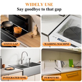 Stove Gap Covers Stainless Steel - 2Pcs Stove Gap Filler Counter Adjustable Length 13.8” to 27.6” Stove Side Gap for Oven Counter Side Gap Guard Range Trim Kit Easy Clean and Heat Resistant
