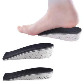 Myrsun Secret Insole, Half, Anti-Slip, 4 Types, 0.8 / 1.6 / 2.0 inches (2/3/4/5 cm) Insole, Height Up, Insole, Heel, Insole, Selectable Memory Foam, Unisex, Unisex, Black x 2 Pairs, 0.8 inches (2 cm)