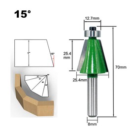 DingGreat 3 Pieces 8 mm Shank 15°/22.5°/30° Chamfer and Edge Milling Cutter with Ball Bearing, Woodworking Milling Wood Cutter Tool