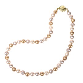 [MIONO] Yumi sienne Pearl Necklace, Large Beads, Multi, Ceremonial Occasions, Simple, Popular, All-Knot, Made in Japan, Glass (artificial pearl)