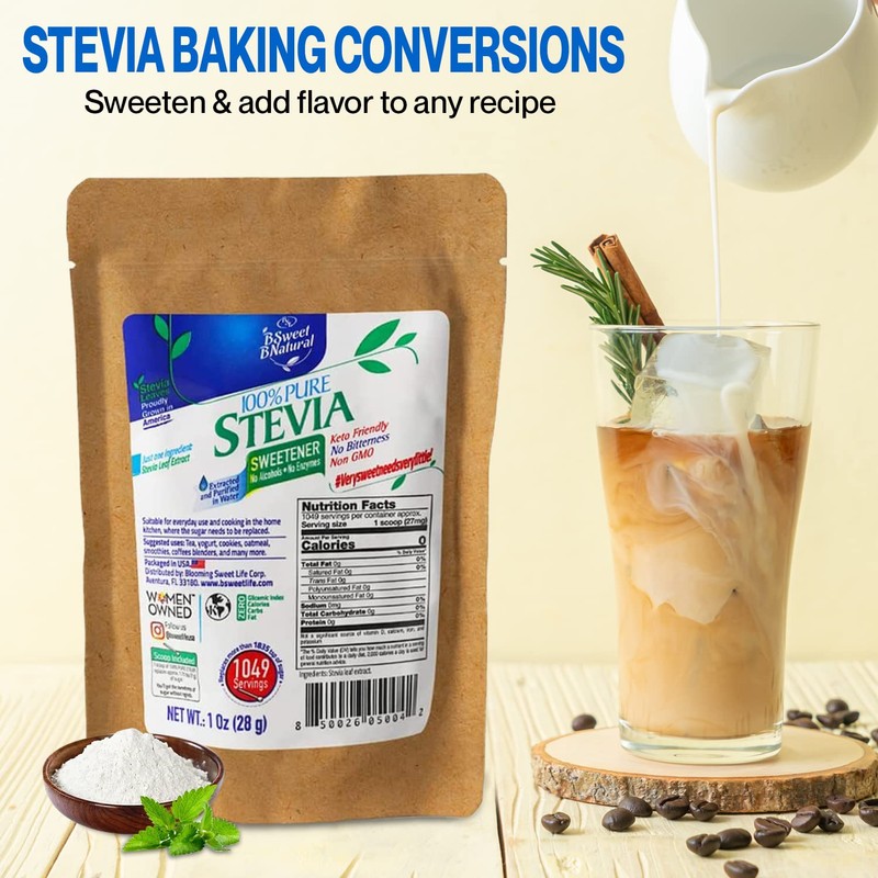 100% Pure Stevia Powder Extract Leaf 1 Oz, No Artificial