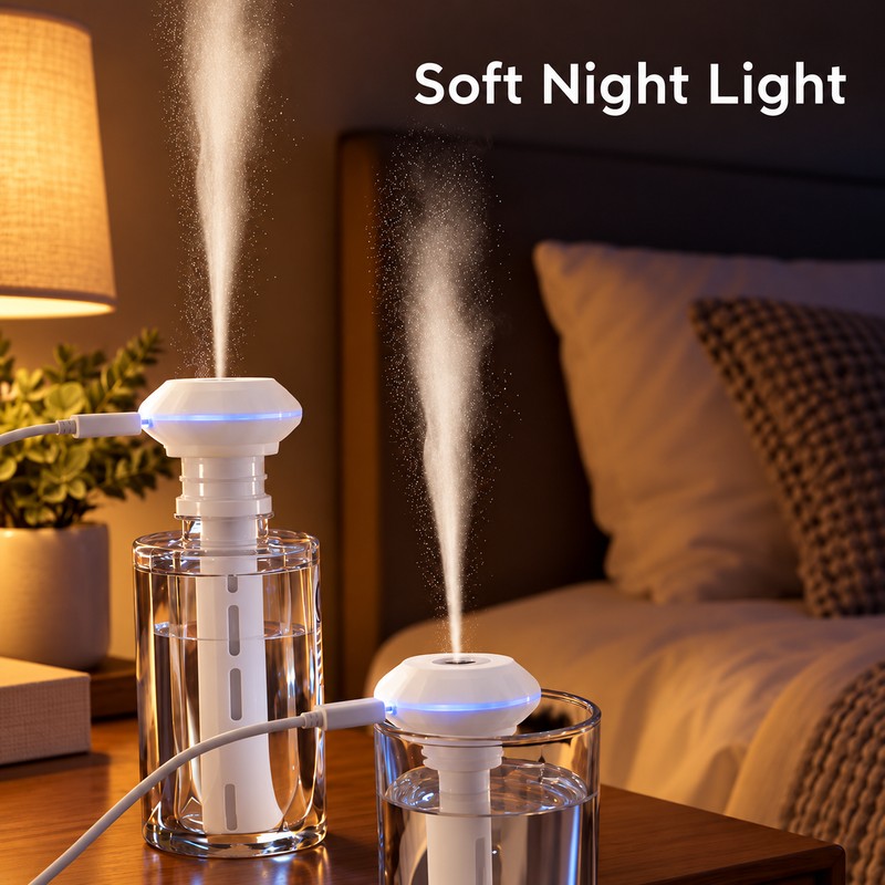 Portable Mist Humidifier for Personal Spaces – Quiet Operation and