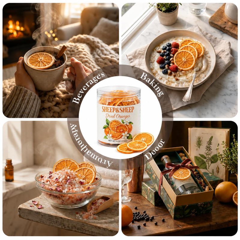 SHEEP&SHEEP Dehydrated Orange Slices, 4 oz (114g), All Natural Dried