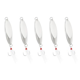 Fishing Spoons Fishing Lures Hard Metal Spinner Baits Reflective Casting Spoon Treble Hooks Jigs for Freshwater Saltwater，5 PCS with Box，Silver 3/4oz