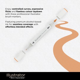 Spectrum Noir Illustrator Twin Tip Blendable Alcohol Based Marker Set with Japanese Nibs - Pack of 4 - Perfect for Coloring, Drawing & Illustration (Fiery Pack)