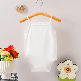 Sleeveless Onsies for Baby Girls' Bodysuits White Cotton Baby Clothes Spaghetti Strap Summer Baby Undershirt9-12 Months