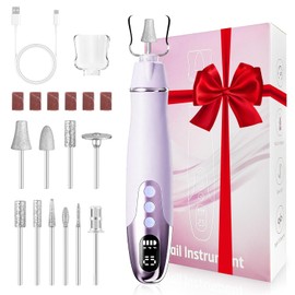 FLORANURTURE Nail Machine 10 Bits Nail Machine Gel Nail Off Kit Nail Care Set Nail Polishing, 12000 RPM 10 Levels Adjustment Forward and Reverse Rotation Type C Charging Light 3.0 oz (88 g) Home (Purple)