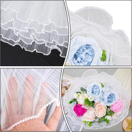 baotongle Flower Wrapping Mesh Paper Mesh Wrapping Paper for Flowers Pearl Edge Bouquet Packaging Paper Wrinkled Translucent for Mother's Day Valentine's Day Wedding Gift Packaging White (White)