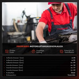 Frankberg Air Intake Hose Diesel Front Left Compatible with 307 3A C 1.4L 2001-2007 C3 FC 1.4L 307 3A C 1.4L Air Intake Hose 307 3A C Replace# 9642212280