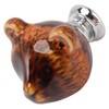 6PCS Bear Door Knob Orange Zinc Alloy Ceramic Decorative Bear