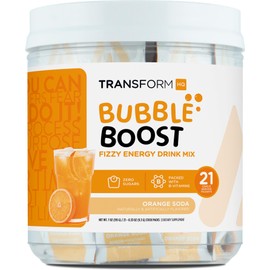 TransformHQ Bubble Boost Fizzy Energy Drink Mix (Orange Soda Flavored) 21 Packets