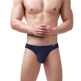 HASWECHYS - Calzoncillos suaves de viscosa de bambú para hombre, cintura baja, sexy, bolsa 3D, 1 azul oscuro., XX-Large