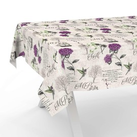Fabric Tablecloth Washable Table Linen Tablecloth Cotton Polyester Hydrangea Purple 100 x 140 cm Indoor/Outdoor Tablecloth