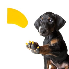 Pretty Claws 120 Piece Soft Nail Caps with Adhesive for Dog Claws - Sunny Yellow Medium