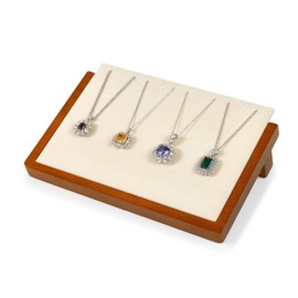 Papten Solid Wood Necklace Display Stand,Wooden Jewelry Display Stand for Necklaces Pendant with 12 Slots(Beige)