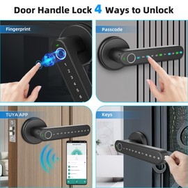 Smart Door Lock, Door Handle with APP Unlock, Biometric Door Lock for Bedroom, Home, Warehouse, Office, Study, Hotel
