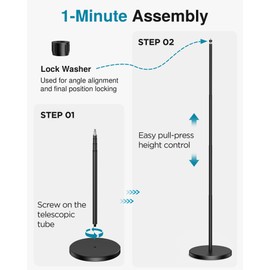 InnoGear Telescopic Mic Stand, Height Adjustable from 22" to 68" Microphone Stand Floor Weighted Base Boom Mic Arm Stand for Blue Yeti HyperX QuadCast SoloCast Shure SM58 Samson Q2U Fifine K669B