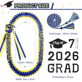 MyGradDay Graduation Ribbon Leis 2026 and Cords, Graduation Necklace Braided for Graduation Party,Graduation Gift,48Inch