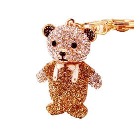 Uainhrt Lovely Bear Design Sparkling Crystal Rhinestones Keychain Handbag Charm Decoration Accessories