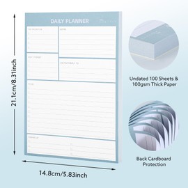 Thboxes Daily Planner Pad To Do List Pad, Undated 100 Tear off Sheets A5 Desk Planner Day Planner for Study Office Home Organising, 100GSM Thick Paper, 8.3" X 5.8"