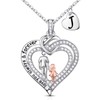 Iefil Birthday Gifts for Daughter, Heart Pendant Initial J Daughter